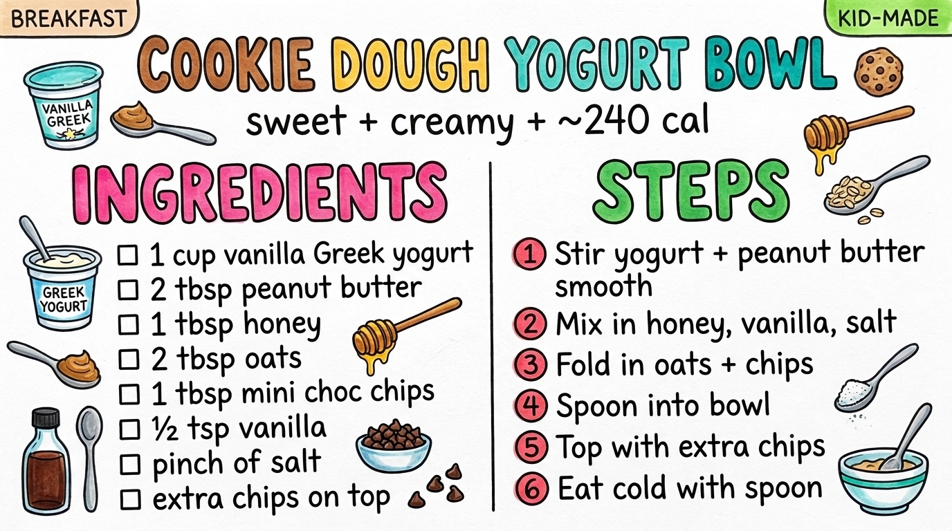 Hand-drawn recipe card by Brycen (age 11)