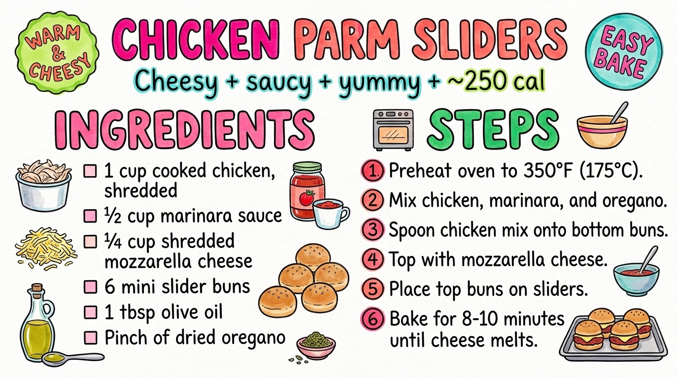 Chicken Parm Sliders recipe card — hand-drawn by Brycen's Weird But Good Recipes
