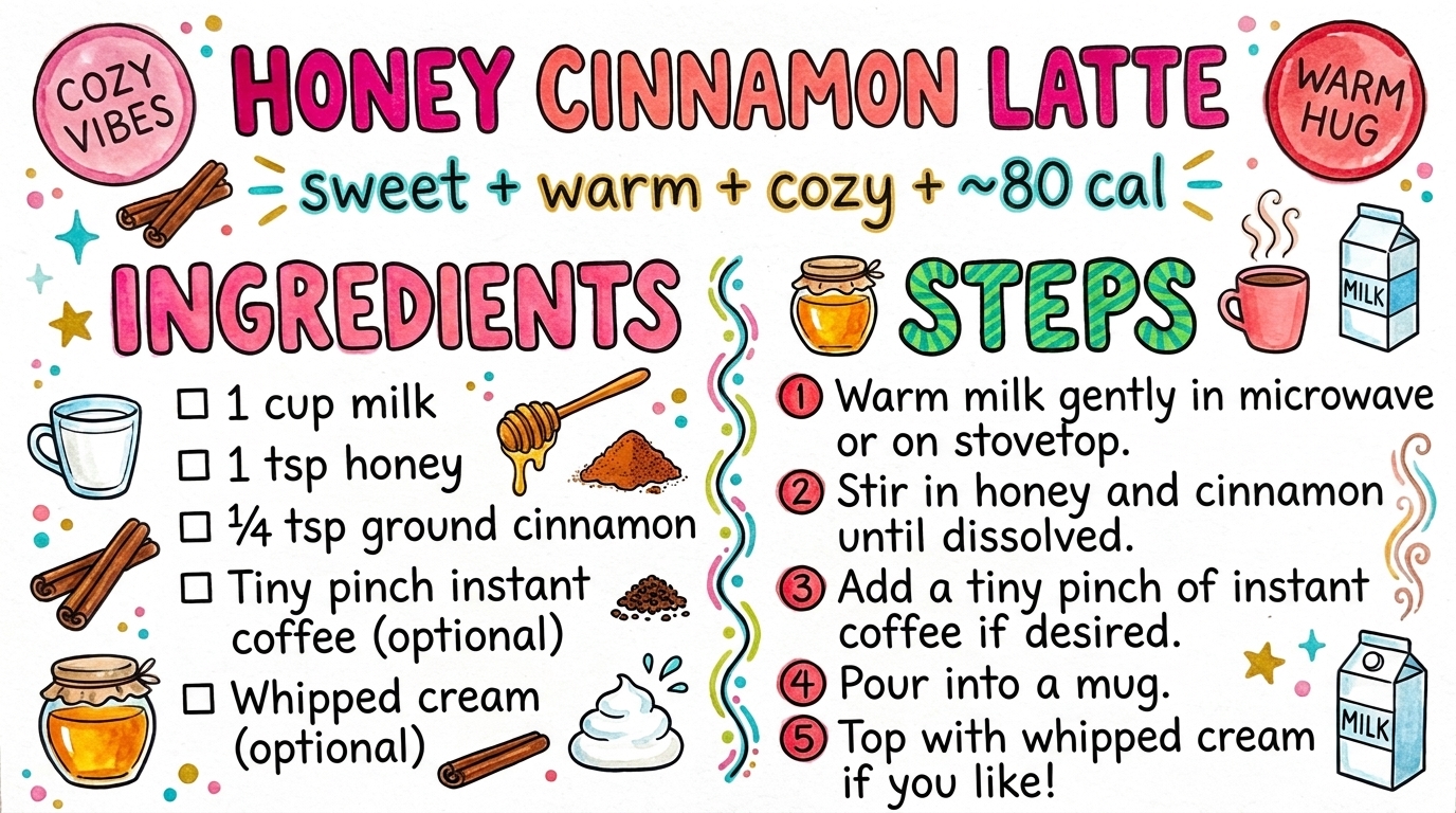 Honey Cinnamon Latte recipe card — hand-drawn by Brycen's Weird But Good Recipes