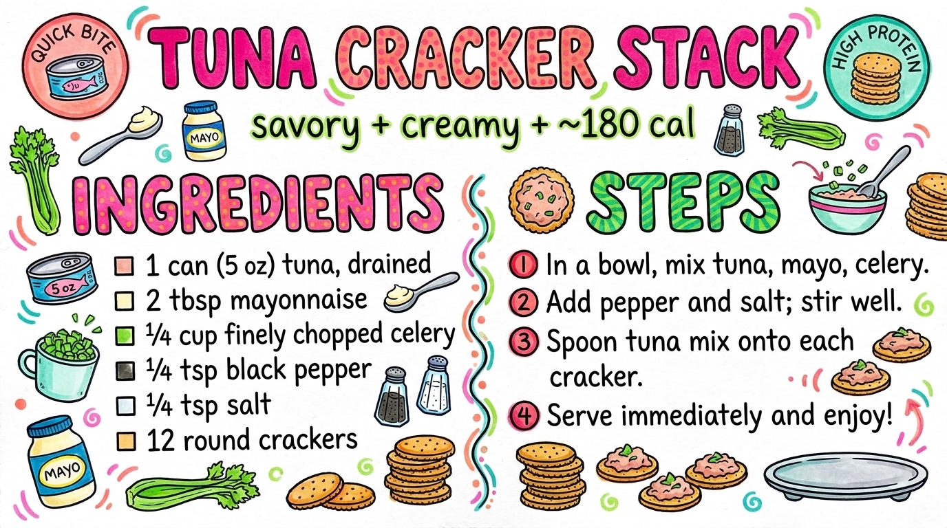 Tuna Cracker Stack recipe card — hand-drawn by Brycen's Weird But Good Recipes