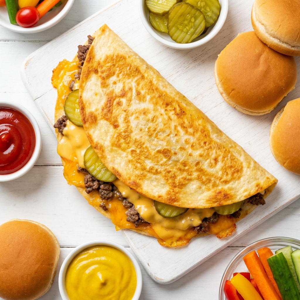 Cheeseburger Crunchwich recipe card — hand-drawn by Brycen's Weird But Good Recipes
