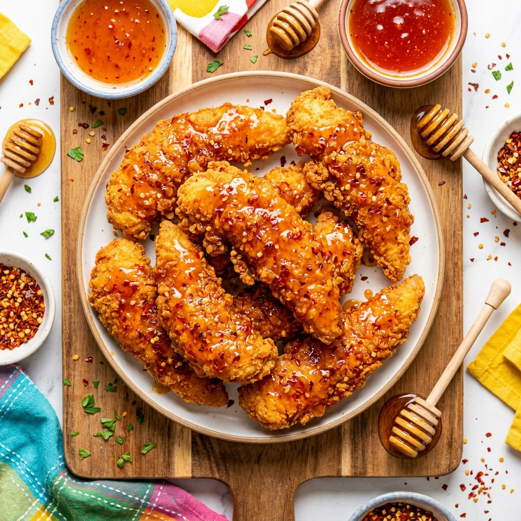 Fire Honey Tenders recipe card — hand-drawn by Brycen's Weird But Good Recipes