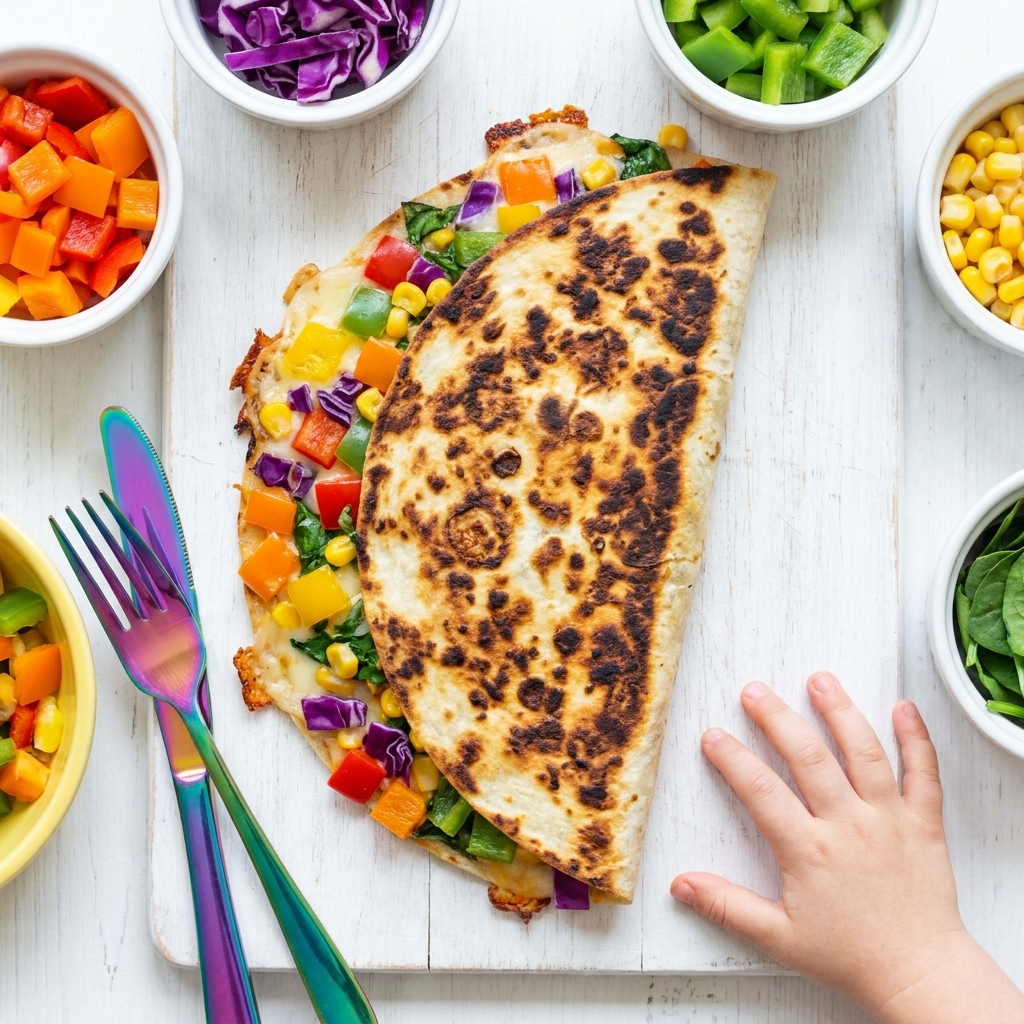 Rainbow Veggie Crunchwrap recipe card — hand-drawn by Brycen's Weird But Good Recipes